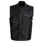Milwaukee Leather LKM3784 Men's Classic Black Leather Motorcycle Rider Vest Stars and Stripes Design w/ USA Flag Liner