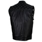 Milwaukee Leather LKM3784 Men's Classic Black Leather Motorcycle Rider Vest Stars and Stripes Design w/ USA Flag Liner