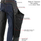 Milwaukee Leather LKM5717 Men's Flat Black Premium Leather Motorcycle Rider Biker Chaps w/ Jean Pockets