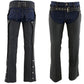 Milwaukee Leather LKM5717 Men's Flat Black Premium Leather Motorcycle Rider Biker Chaps w/ Jean Pockets