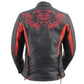 Milwaukee Leather LKL27003 Women's Premium Black and Red Leather Embroidered Jacket with CE Armor Protection