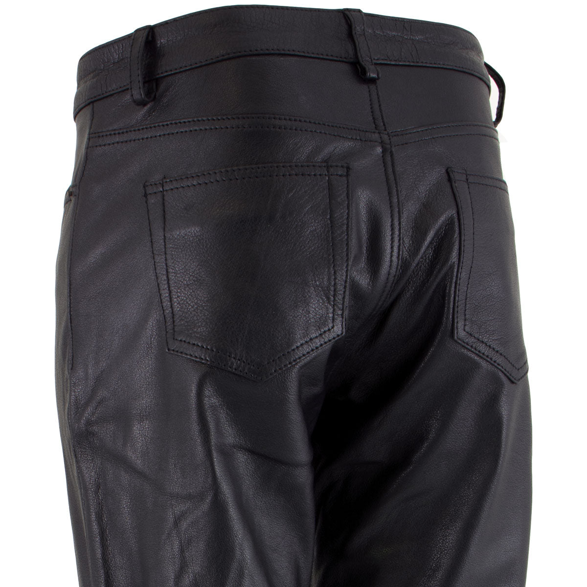 Milwaukee Leather LKM5719 Women's Black Buffalo Leather Motorcycle Riding Pants, Boot Cut, Unhemmed
