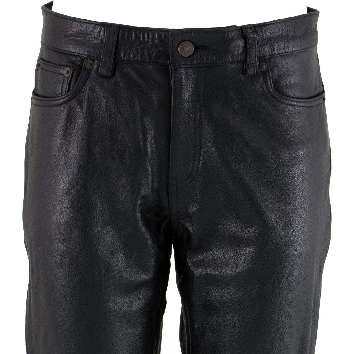 Milwaukee Leather LKM5719 Women's Black Buffalo Leather Motorcycle Riding Pants, Boot Cut, Unhemmed