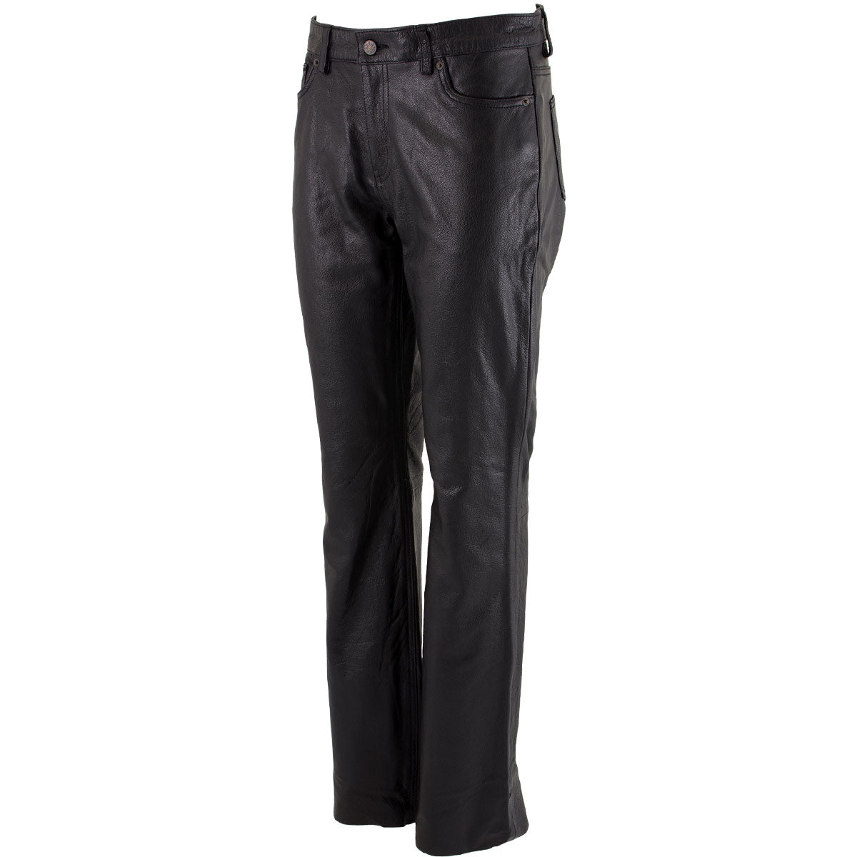 Milwaukee Leather LKM5719 Women's Black Buffalo Leather Motorcycle Riding Pants, Boot Cut, Unhemmed