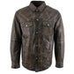 Milwaukee Leather MLM1613 Men's Distressed Brown Casual Biker Rider Leather Shirt w/ Vintage 5 Cent Buffalo Buttons
