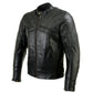 Milwaukee Leather LKM17015 Men's Premium Black Leather Vented Racer Style Motorcycle Bker Jacket w/ CE Armor