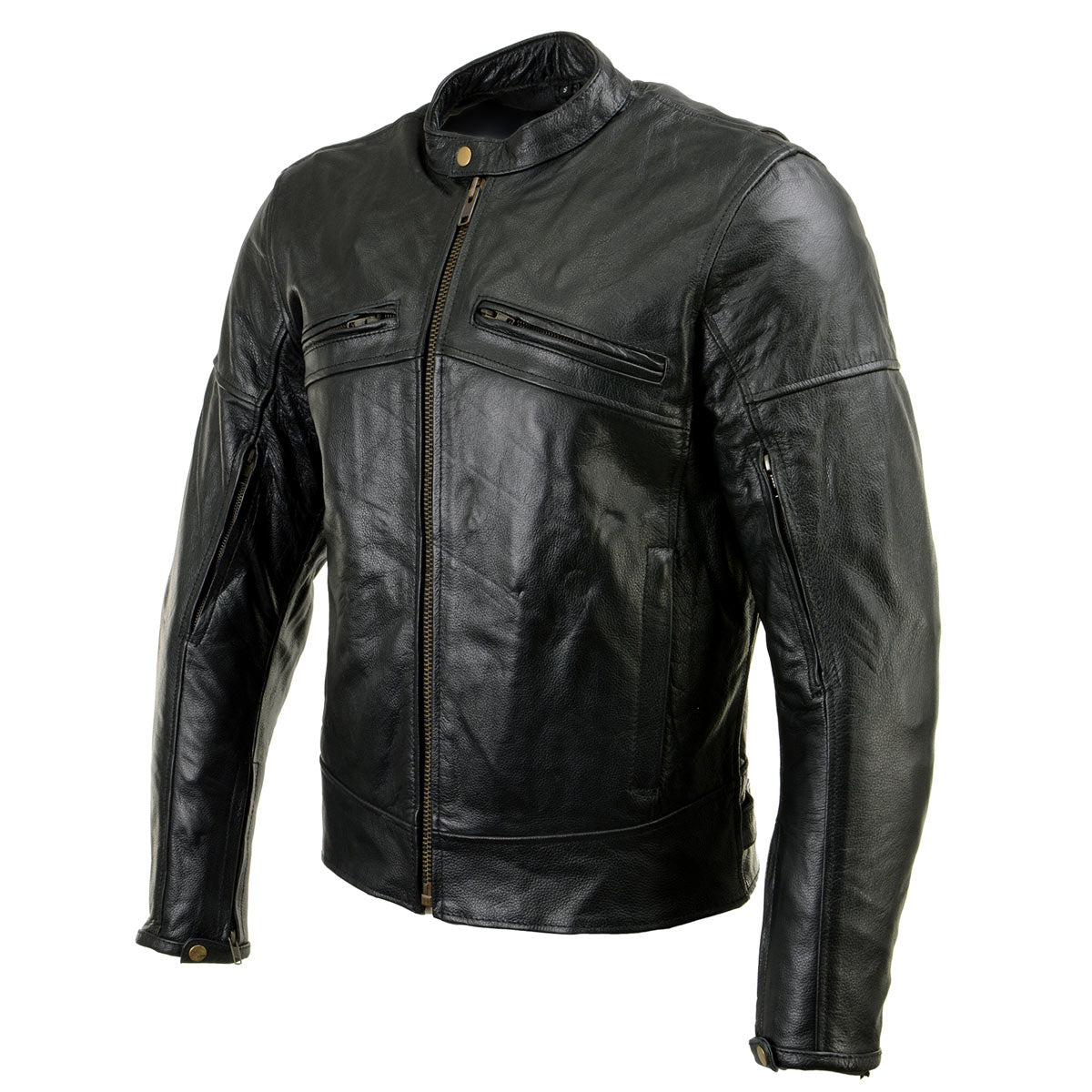 Milwaukee Leather Men's 'The Racer' Premium Black Leather Vented Racer Style Motorcycle Biker Jacket w/ CE Armor - LKM17015